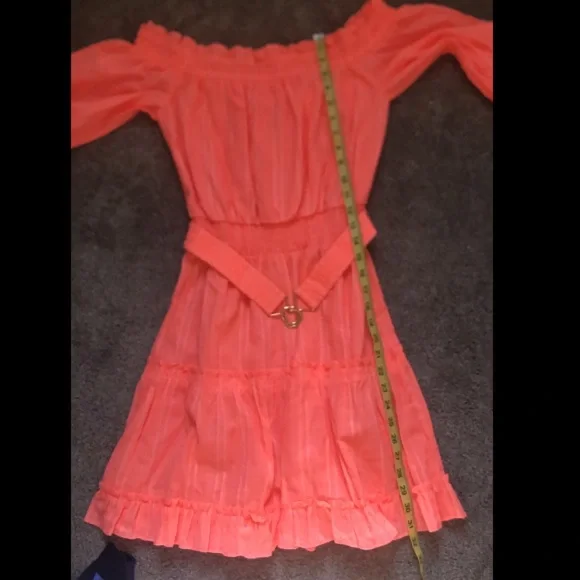 NWT Lilly Pulitzer Louisa Belted Off the Shoulder Mini Dress in Papaya Punch M - Picture 14 of 16